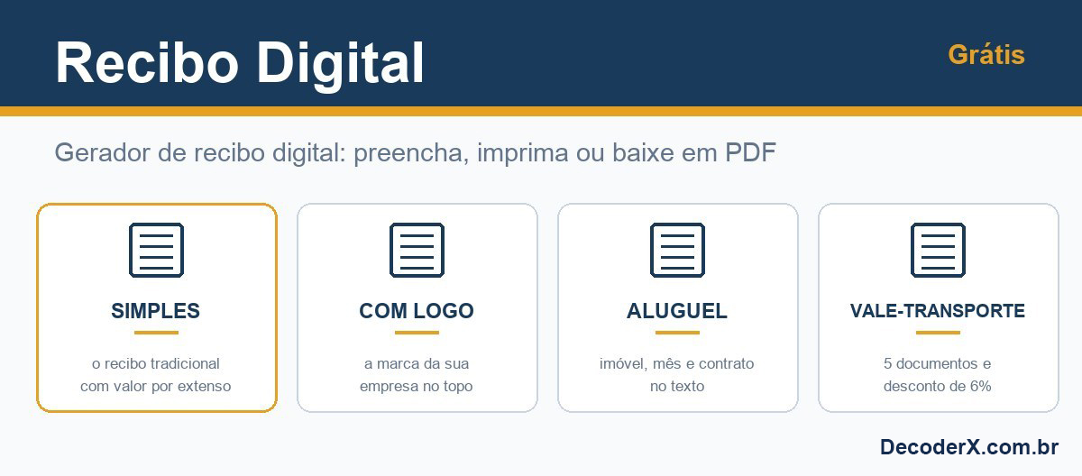 Recibo digital grátis: modelos simples, com logo, de aluguel e de vale-transporte para preencher, imprimir ou baixar em PDF